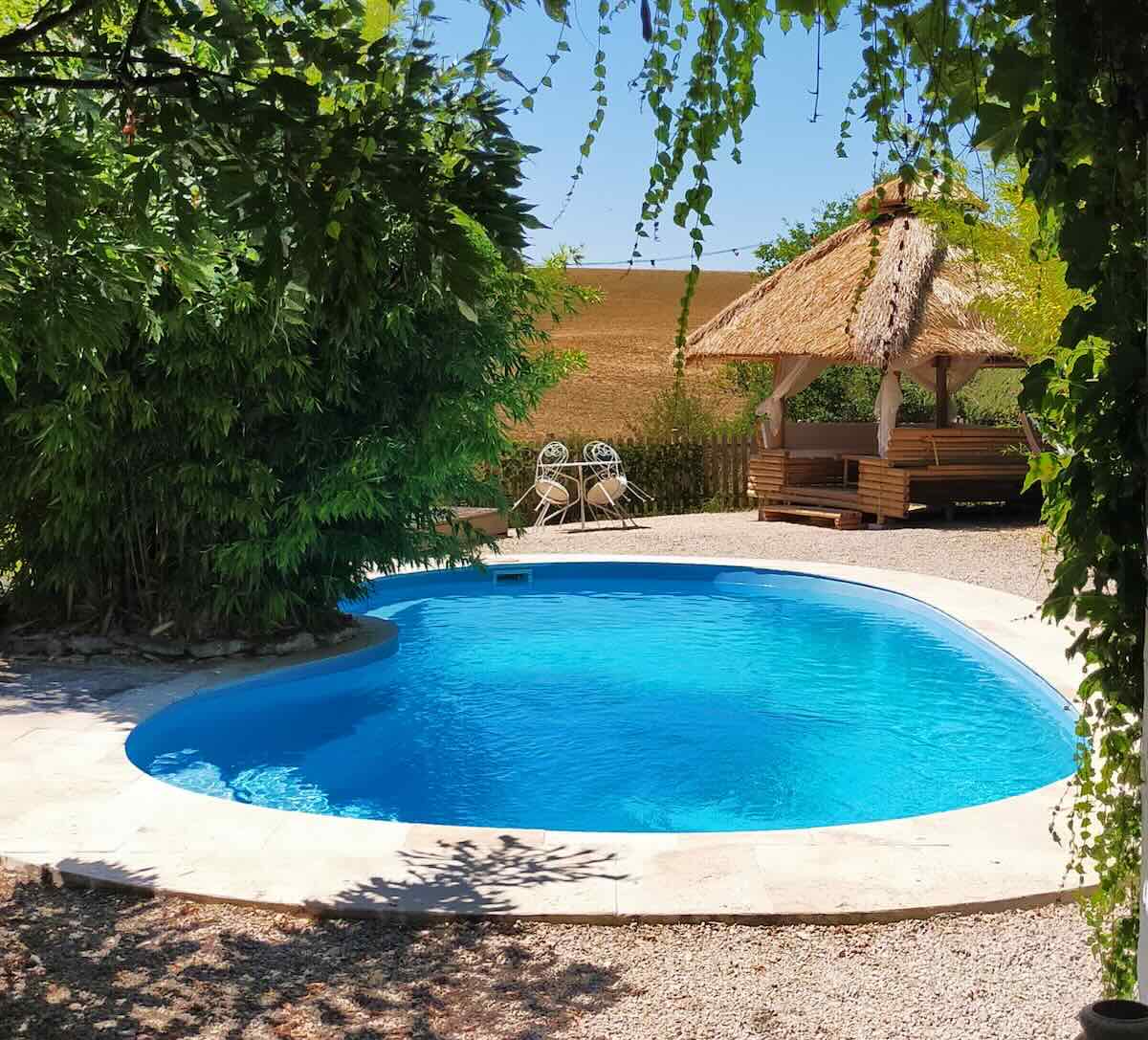 Une des deux piscines de la maison d'hôtes à vendre dans le Gers