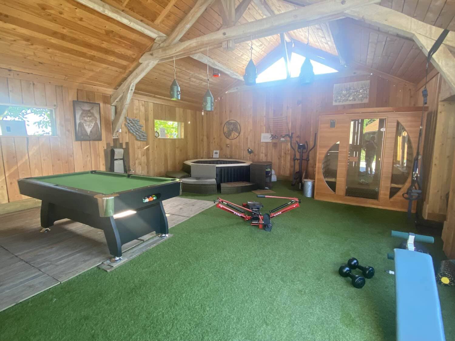 Espace spa, sauna et billard de la maison d'hôtes à vendre en Auvergne